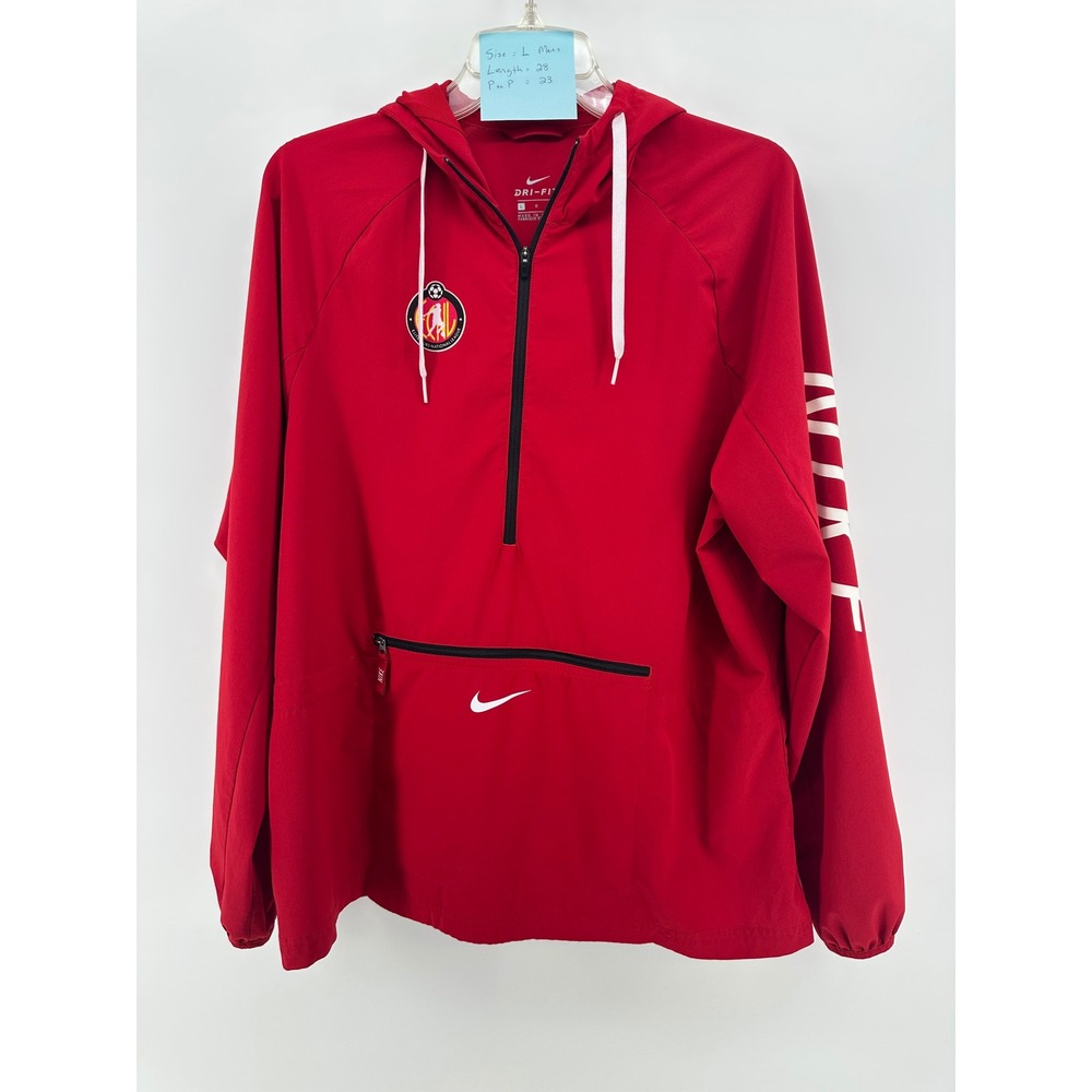 Nike Dri-FIT ECNL Soccer Half-Zip Windbreaker Jacket Mens Large Red Pullover